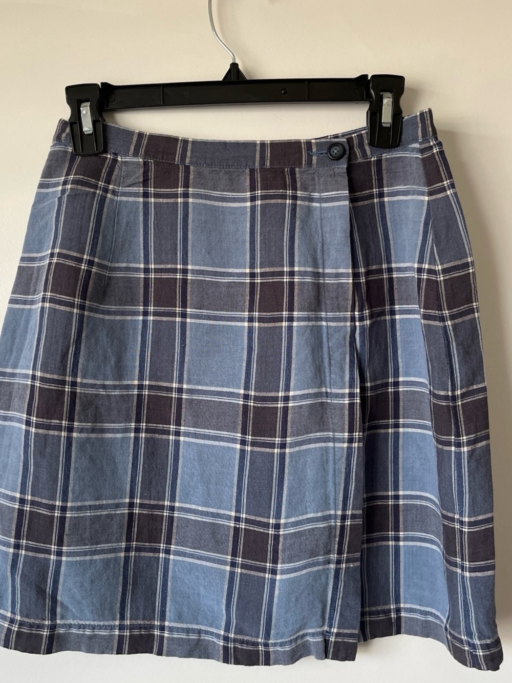 Vintage Eddie Bauer Blue and Navy Plaid Mini Skirt